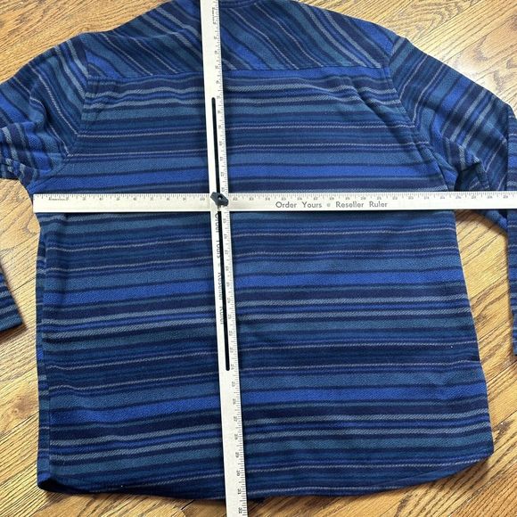 Eddie Bauer Shirt Adult XL Chamois Button Up Blue Outdoor Striped READ - Picture 10 of 11